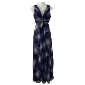 Cache gray white abstract halter maxi dress FF7